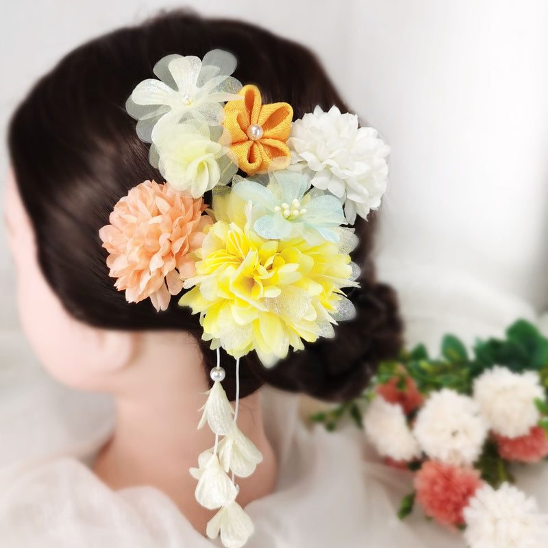 Silk Chrysanthemum Flower Accessory Set for Women and Girls for Chic Hair Styles