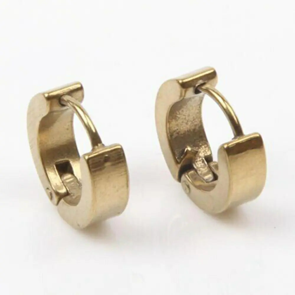 Cool Men and Women's (Unisex) Stainless Steel Stud Earrings In Blue, Black, Gold & Silver - 1 Pair Earrings