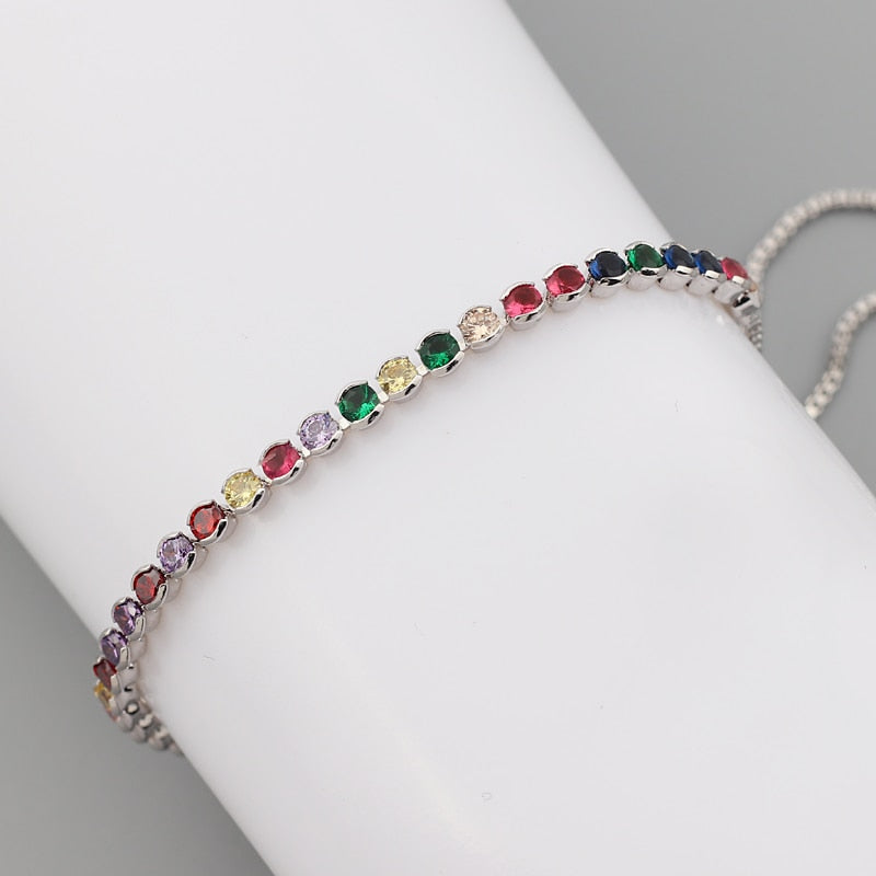 Gold Filled Baguette Cubic Zirconia Bracelet for Women and Girls - Rainbow Luxury jewelry - Tennis Style