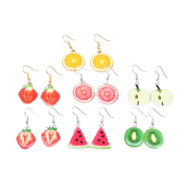 Cute Fruit/Vegetable Drop Earrings for Women and Girls - Strawberry, Pineapple, Kiwi, etc.
