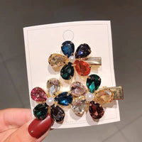 2 Piece/Set Luxury Crystal Flower Hairpins for Natural or Straight Hair for Women and Girls