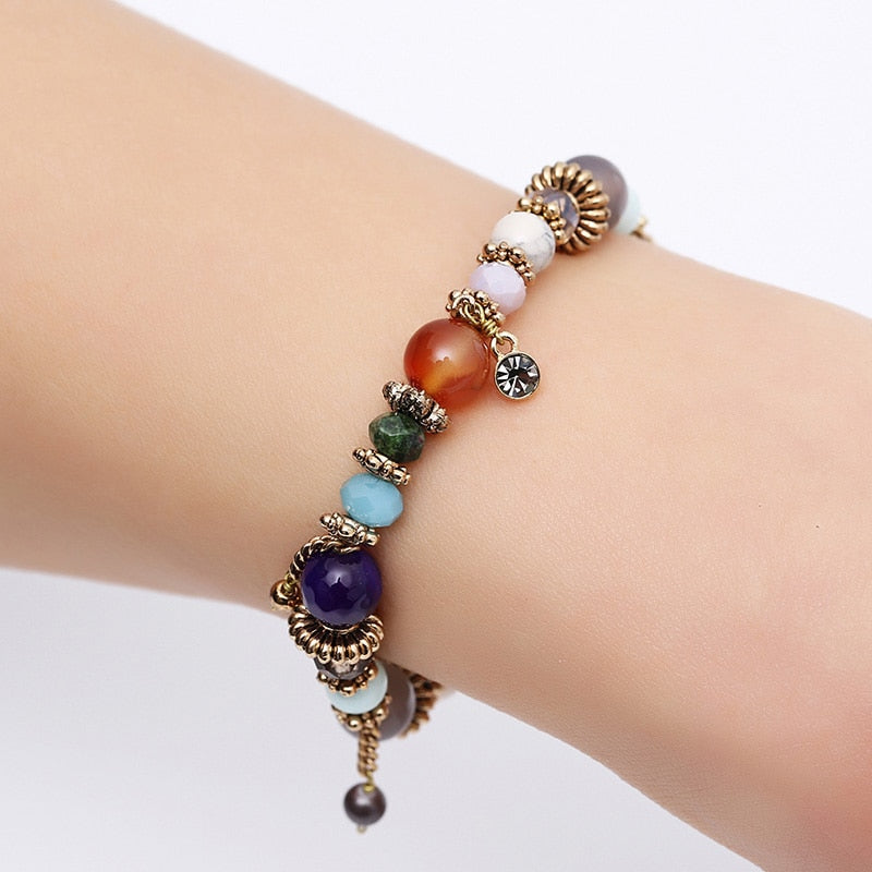 Bohemian Charm Bead Bracelet/Bangle For Women and Girls with Amulets
