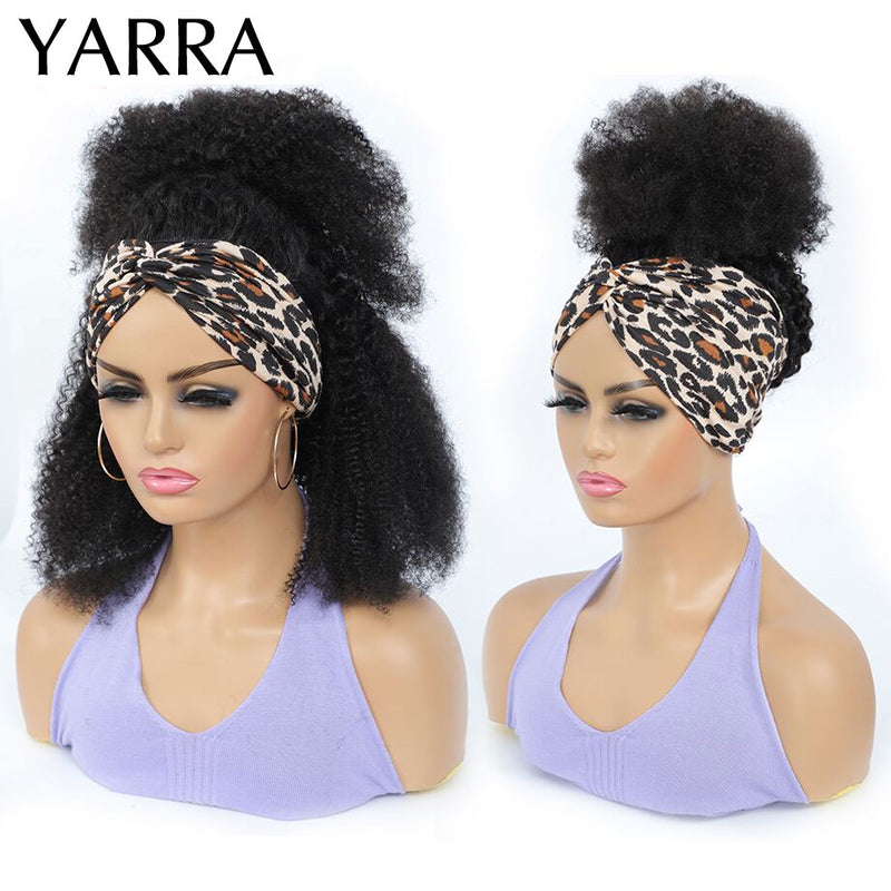 Glueless Kinky Curly Silk Headband Wigs for Women and Girls - Brazilian Remy Human Hair, 10 to 24 Inches, 150%/180% - 200% Density