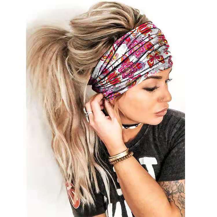 Wide Elastic Bohemian Head Bands for Women and Girls for Sports, Yoga - Unique Designs