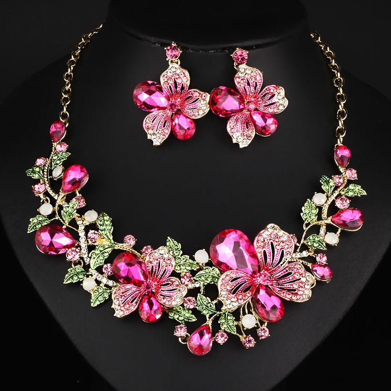 Fashion Crystal Rhinestone Jewelry Sets - Necklace and Earring Sets for Women and Girls