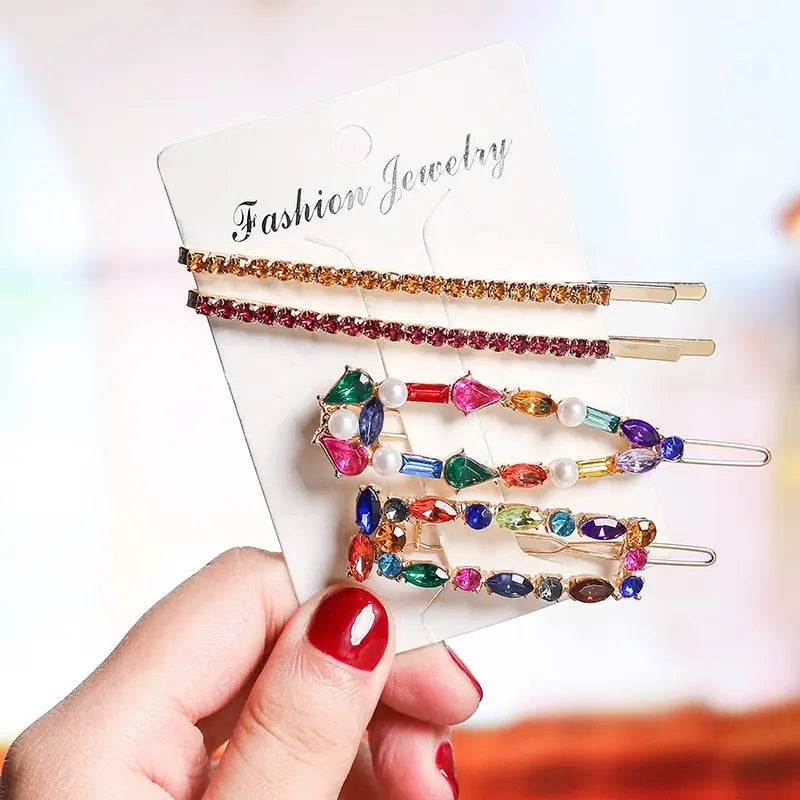 Pearl Hair Clips for Women and Girls - Heart Shape, Crystal Hair Accessories