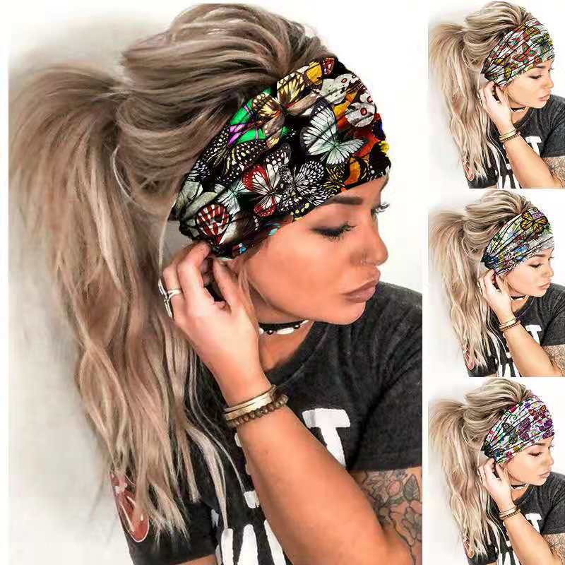Wide Elastic Bohemian Head Bands for Women and Girls for Sports, Yoga - Unique Designs
