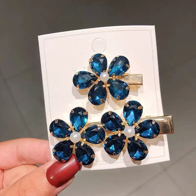 2 Piece/Set Luxury Crystal Flower Hairpins for Natural or Straight Hair for Women and Girls