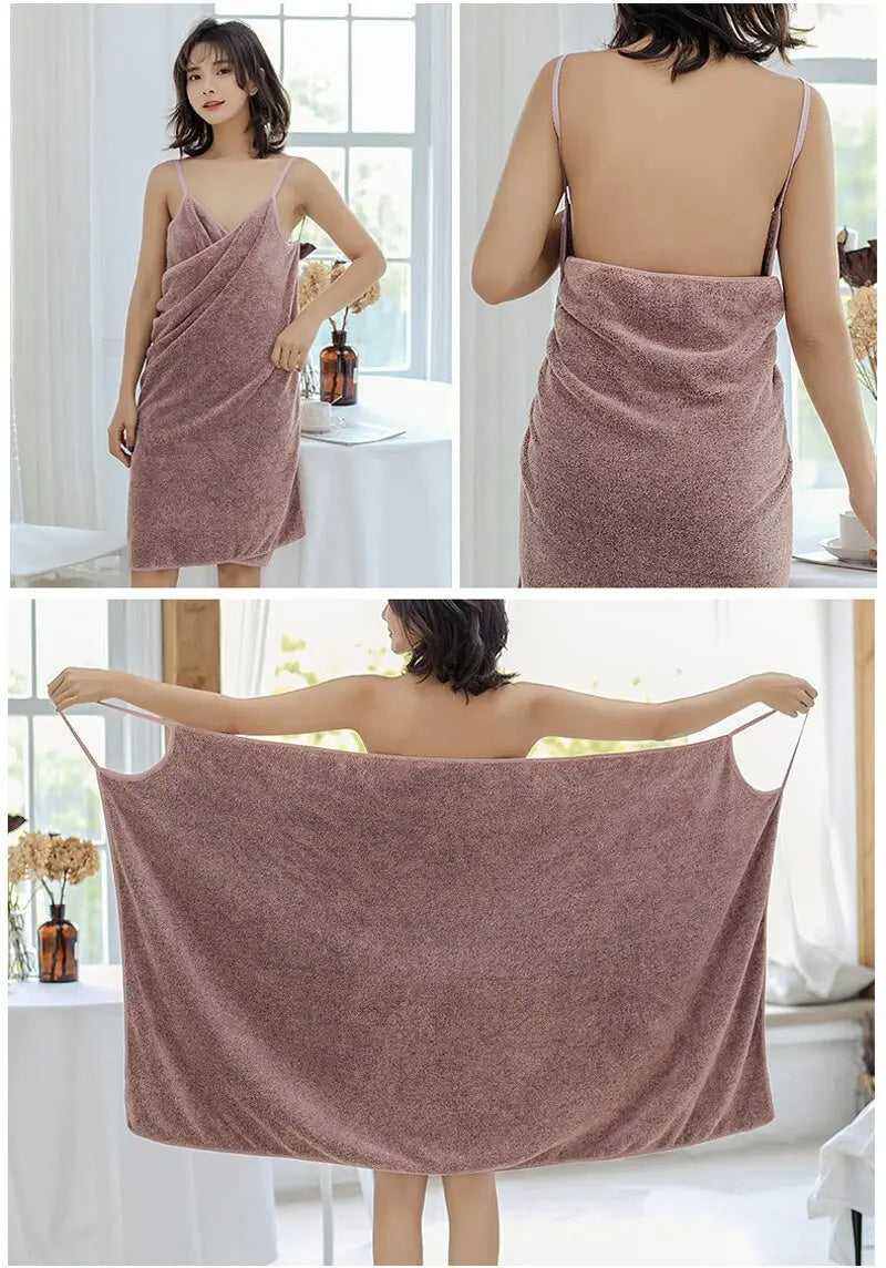 Bath Towel Robe for Women & Girls - Soft and Wearable, Fast Drying in Solid Colors