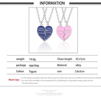 Best Friend Pendant Necklace - Big Sis, Middle Sis and Little Sis - Girls