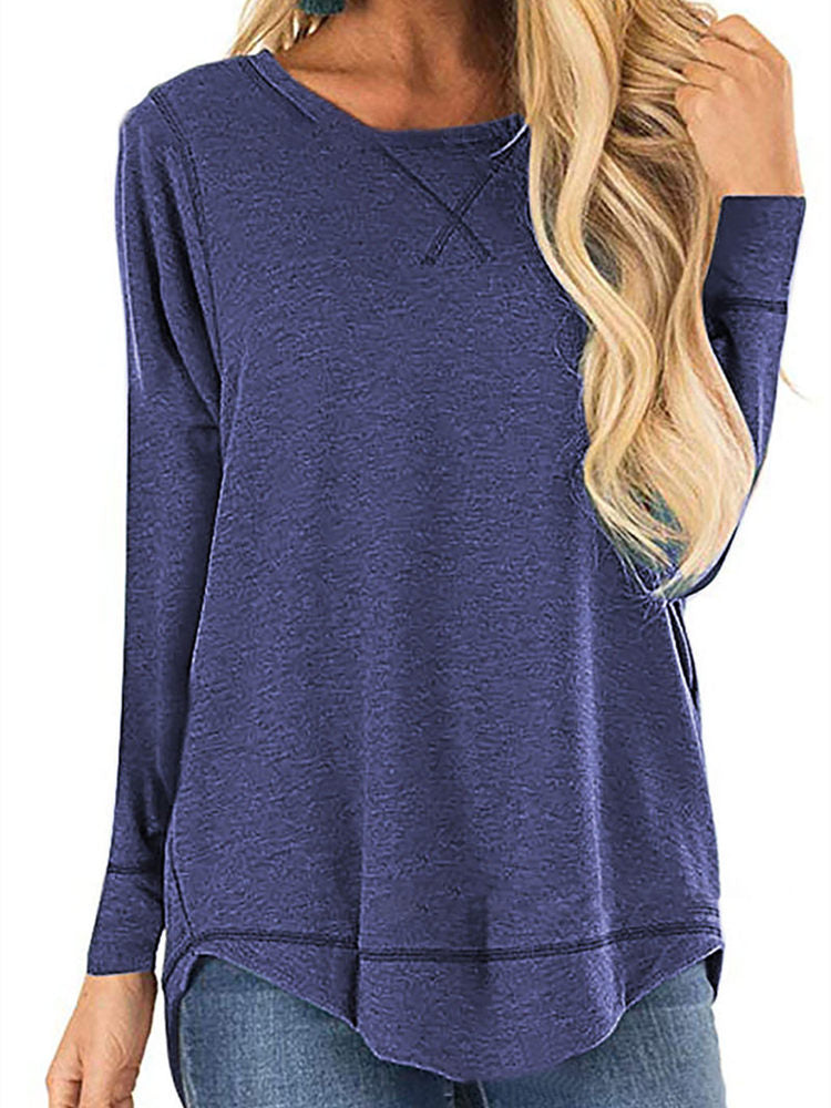 Short Sleeve Top, Loose Fit, O-Neck, Soft Stretch in Solid Colors for Women & Girls