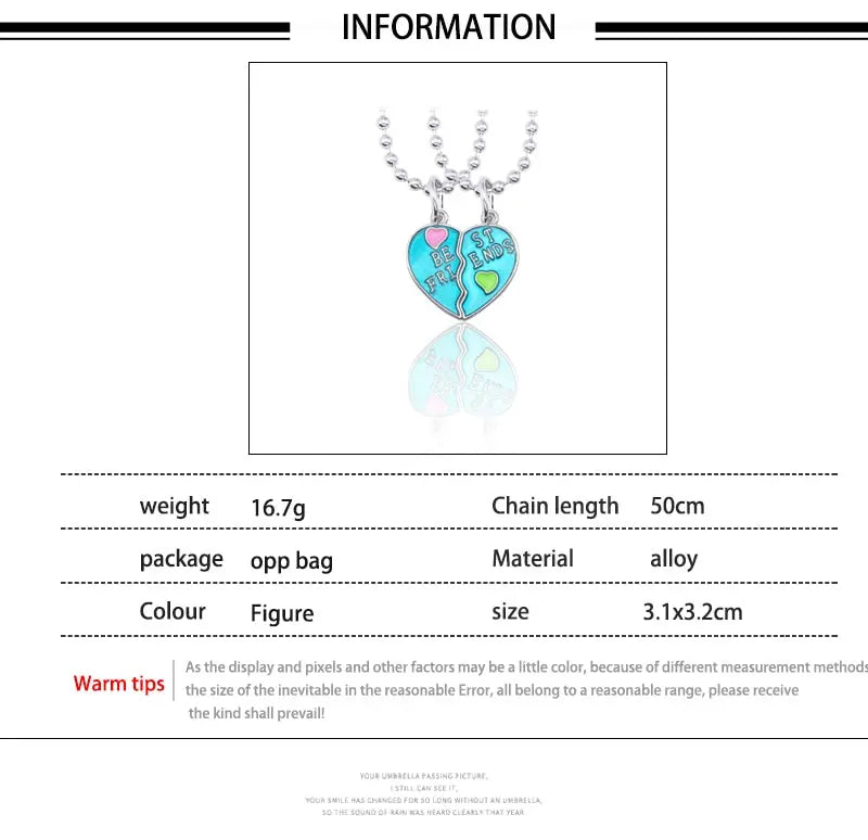 Best Friend Pendant Necklace - Big Sis, Middle Sis and Little Sis - Girls