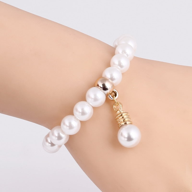 Pearl Charm Bracelet for Women and Girls in a Beautiful Design With Tension Mount