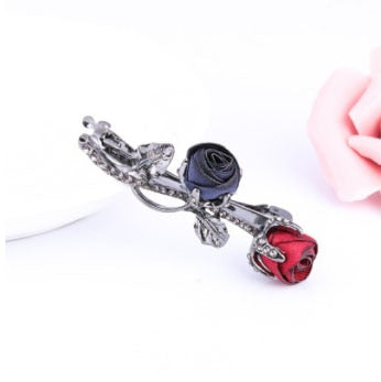 Rose/Crystal/Rhinestone Hair Clip for Women and Girls, White Crystal, 7 cm in Length