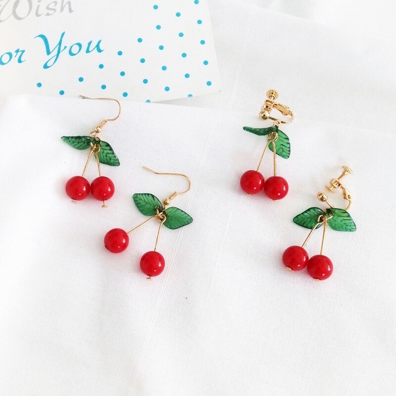 Red Cherry And Fruit Drop/Dangle Earrings for Women and Girls in Vibrant Colors - Red, Orange, Lilac and Multi-colors