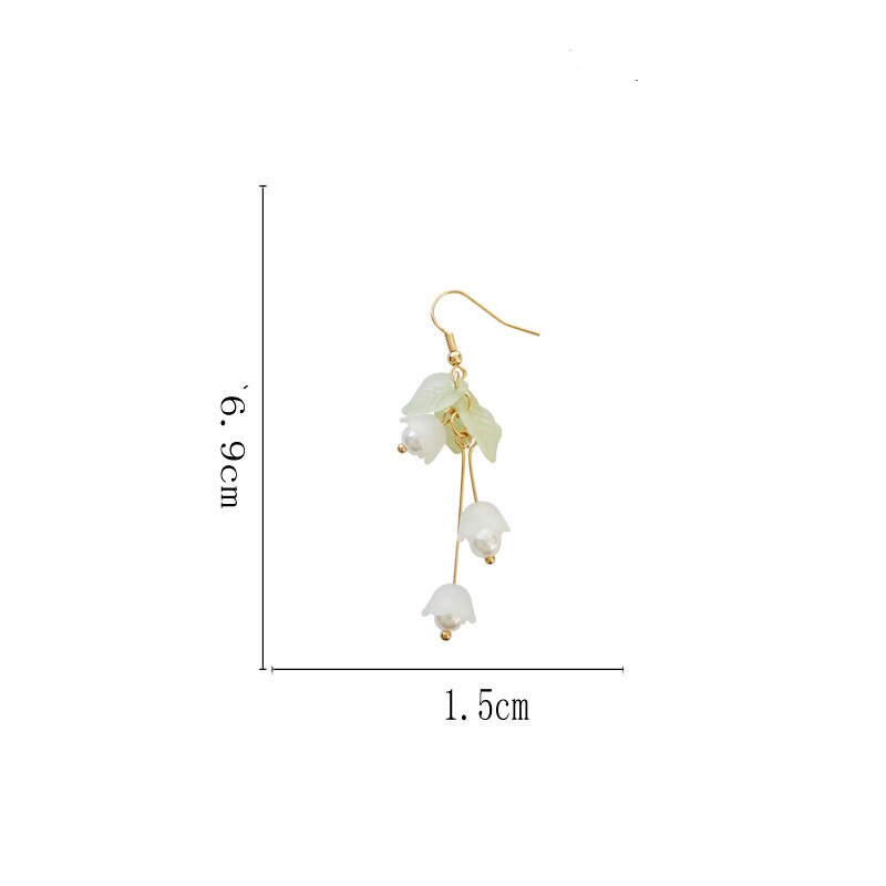 Lily Flower Drop/Dangle Earrings for Women and Girls in White and Pink - Gold Plated Earrings