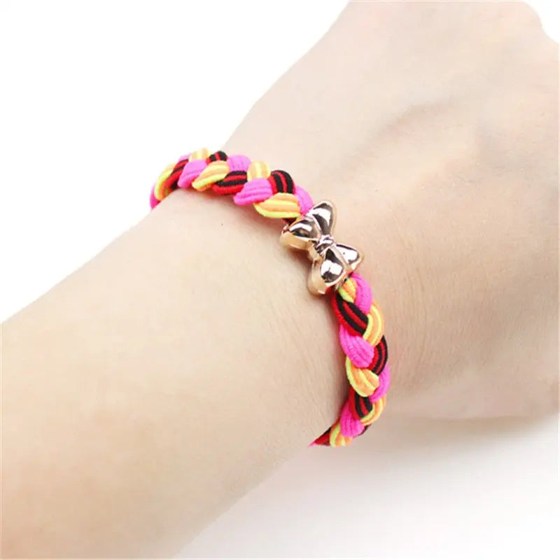 Multi-color Elastic Braided Hair Bands/Scrunches for Women and Girls - 10 Piece Set