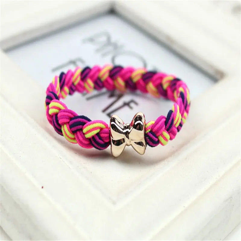 Multi-color Elastic Braided Hair Bands/Scrunches for Women and Girls - 10 Piece Set