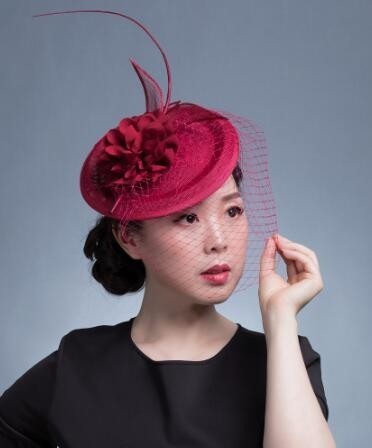 Small Fascinator Hat for Women and Girls - Hair Clip/Pin - Yarn Feathered Flower Hair Accessories
