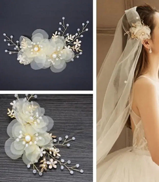 White Flower Combs for Women and Girls - Elegant Fashionable Hair Combs in Lace