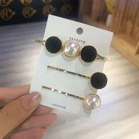 HAIR CLIPS for Women and Girls - Pearl, Flower and Geometric - 3 PIECE SETS