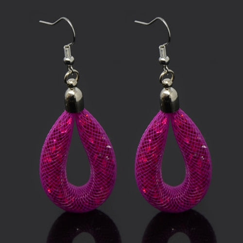 Handmade Shiny Crystal Dangle/Drop Earrings for Women and Girls in Montana, Light Purple, Fuchsia, White, etc.