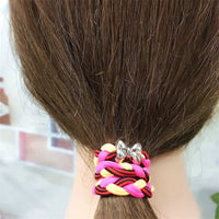 Multi-color Elastic Braided Hair Bands/Scrunches for Women and Girls - 10 Piece Set