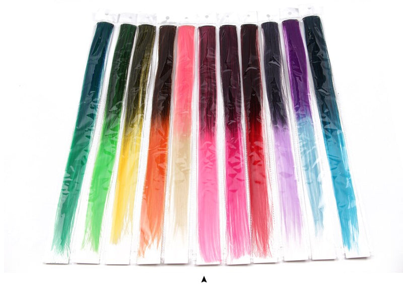 Clip-In Ombre Hair Extensions for Women & Girls in Pure Color - Straight Long Synthetic 2 Tone Hair Pieces