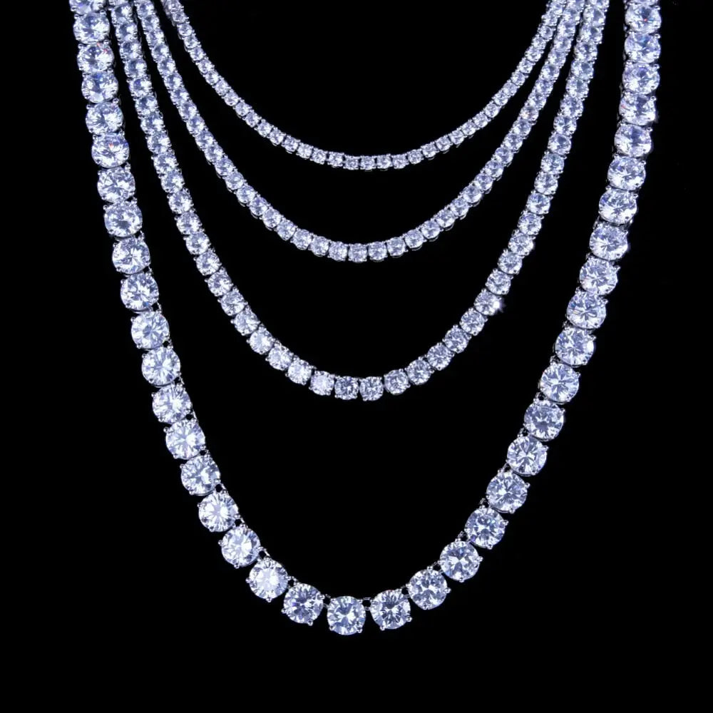 Rhinestone Tennis Necklace for Men & Women in Gold and Silver - Chain Link - Hip Hop Necklace/Unisex