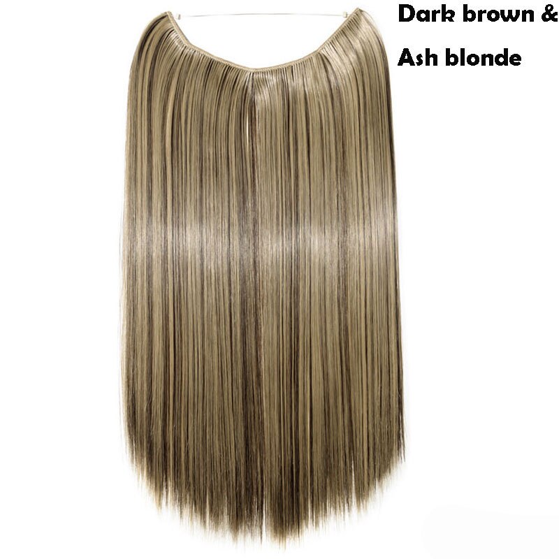 Synthetic 20 inch Invisible Wire Clip-In One Piece Hair Extensions, 60 Colors, False Hairpieces For Women and Girls (Us)