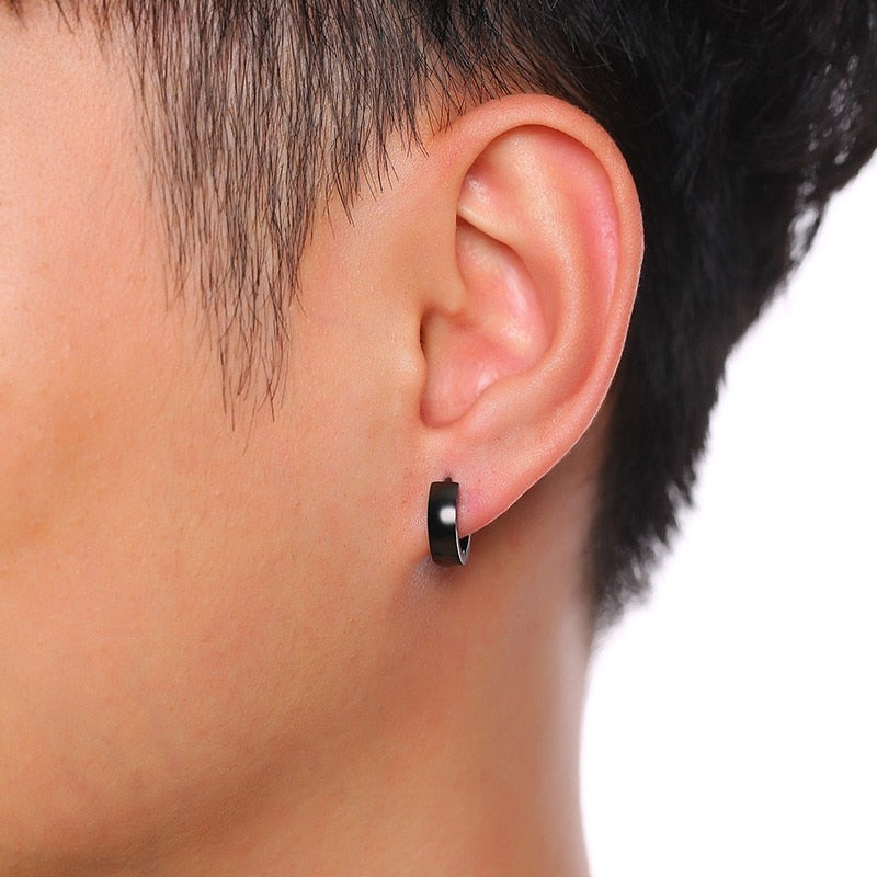 Men and Women's Stainless Steel Small Hoop "Huggie" Earrings - Unisex Ear Accessory in 4 Colors