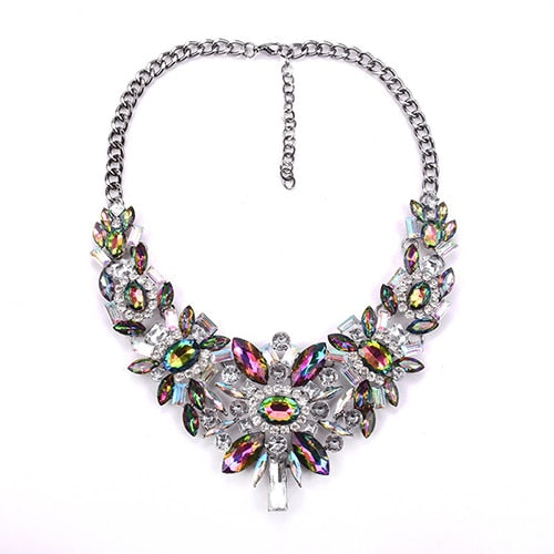 Luxurious Bohemian Crystal Statement Necklace for Women and Girls - Multicolor