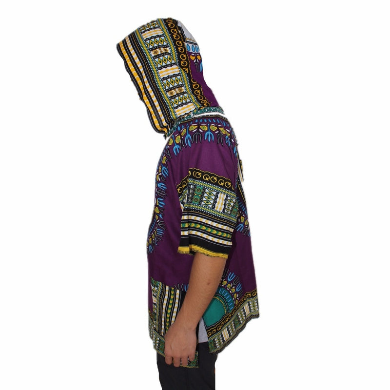 African Hooded Dashiki for Men/Women - Loose Fitting V-Neck Hoodie - Unisex