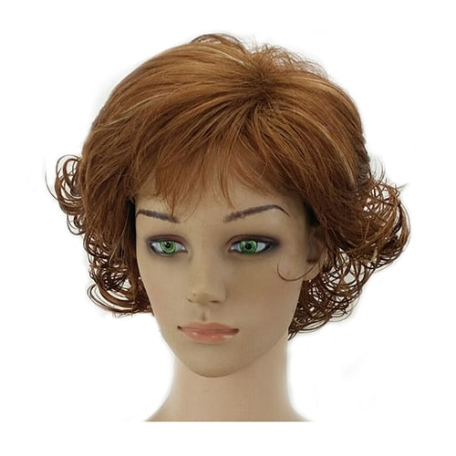 Women's Wig - 2 Tone Grey White Ombre Synthetic Short Layered Curly Hair Wig with Puffy Bangs