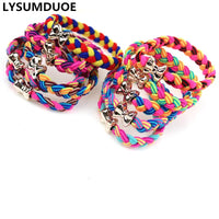 Multi-color Elastic Braided Hair Bands/Scrunches for Women and Girls - 10 Piece Set