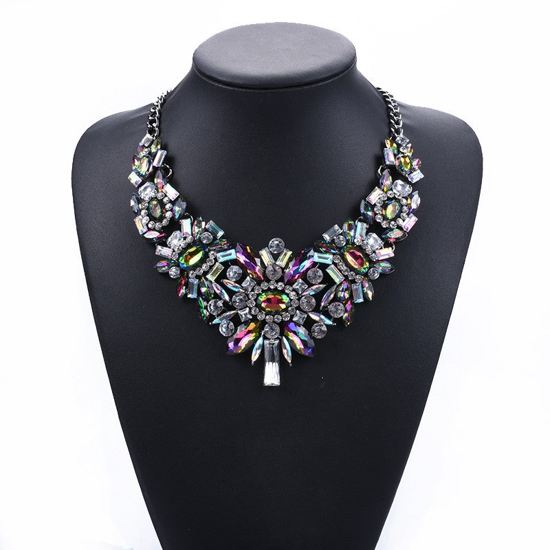 Luxurious Bohemian Crystal Statement Necklace for Women and Girls - Multicolor