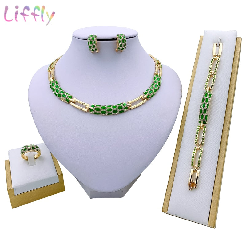 African Beaded Jewelry Set for Women and Girls - Necklace, Earrings, Bracelet and Ring