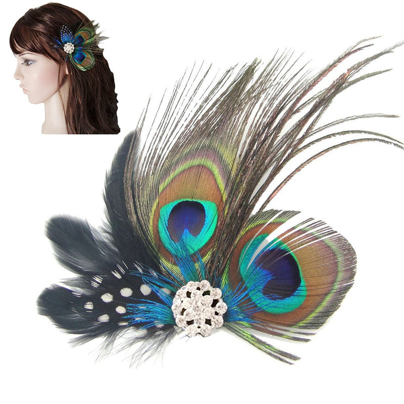 Peacock Fascinator Feather Hair Clip for Women and Girls - Unique Hair Decoration - 1 Piece