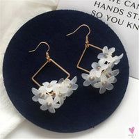 Handmade Long Acrylic Drop/Dangle Earrings for Women and Girls - All in White (Gold Plated)