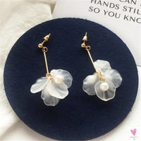 Handmade Long Acrylic Drop/Dangle Earrings for Women and Girls - All in White (Gold Plated)
