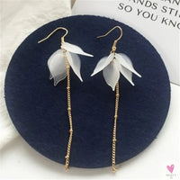 Handmade Long Acrylic Drop/Dangle Earrings for Women and Girls - All in White (Gold Plated)