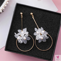 Handmade Long Acrylic Drop/Dangle Earrings for Women and Girls - All in White (Gold Plated)