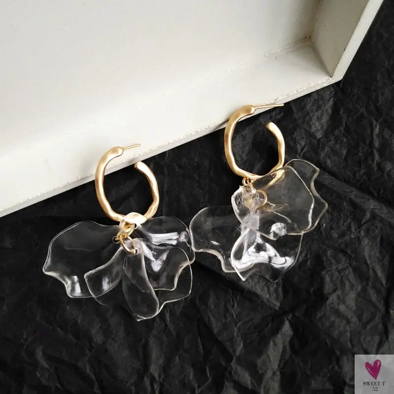 Handmade Long Acrylic Drop/Dangle Earrings for Women and Girls - All in White (Gold Plated)