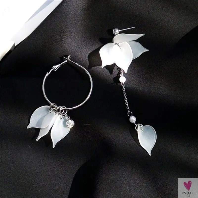 Handmade Long Acrylic Drop/Dangle Earrings for Women and Girls - All in White (Gold Plated)