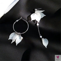 Handmade Long Acrylic Drop/Dangle Earrings for Women and Girls - All in White (Gold Plated)