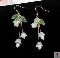 Handmade Long Acrylic Drop/Dangle Earrings for Women and Girls - All in White (Gold Plated)