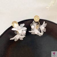 Handmade Long Acrylic Drop/Dangle Earrings for Women and Girls - All in White (Gold Plated)