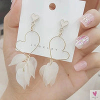 Handmade Long Acrylic Drop/Dangle Earrings for Women and Girls - All in White (Gold Plated)