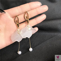 Handmade Long Acrylic Drop/Dangle Earrings for Women and Girls - All in White (Gold Plated)