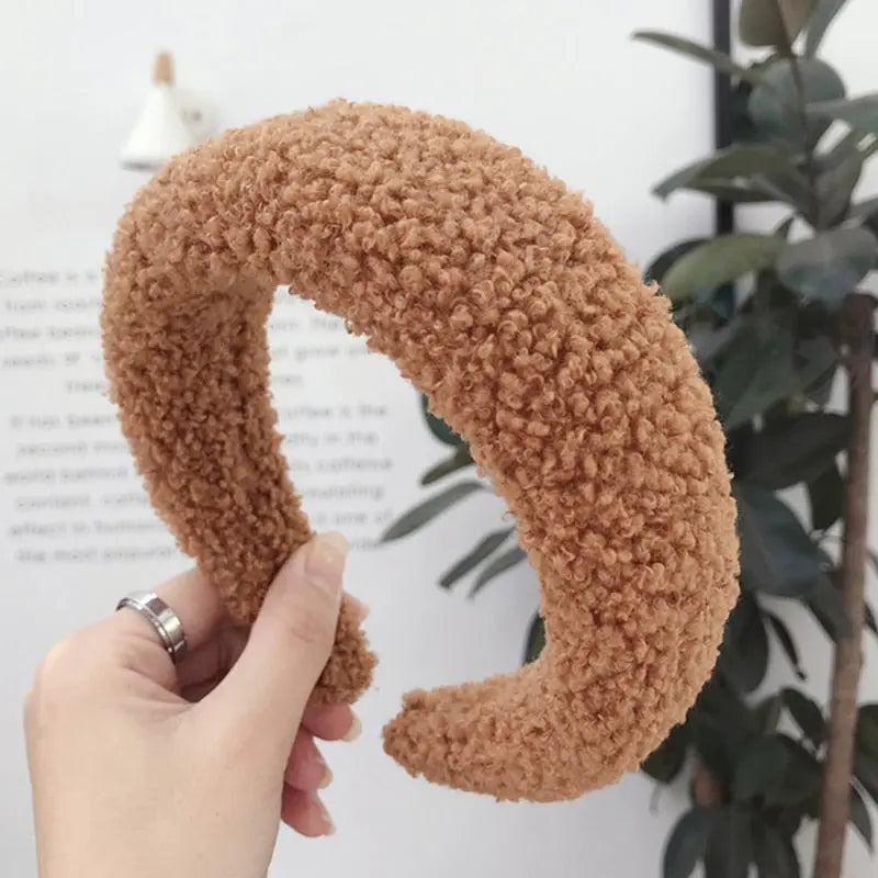 Plush Thick Wide Faux Fur Headband for Women and Girls in Solid Colors